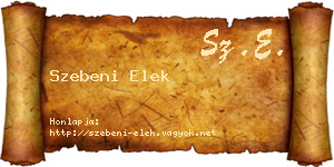 Szebeni Elek névjegykártya